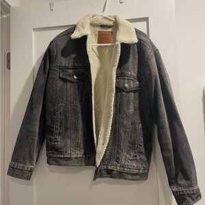 Women's Black Denim Sherpa Jacket